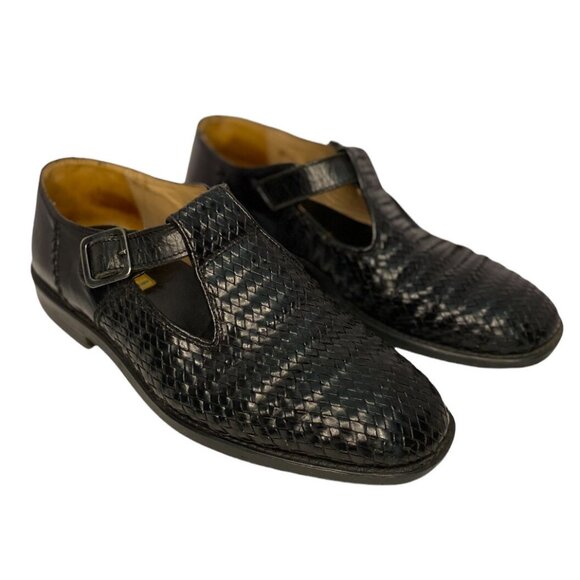 Tolo Men Dress/Casual Basketweave Leather Shoes Black 9.5M Italian To REPAIR - Picture 1 of 12